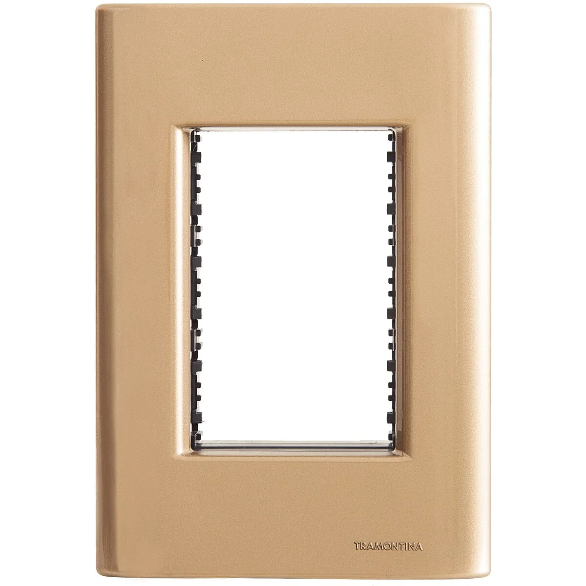 Placa 3 Postos 4x2 Tramontina Giz Ouro Metalizado com Suporte