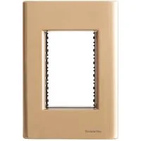 Placa 3 Postos 4x2 Tramontina Giz Ouro Metalizado com Suporte