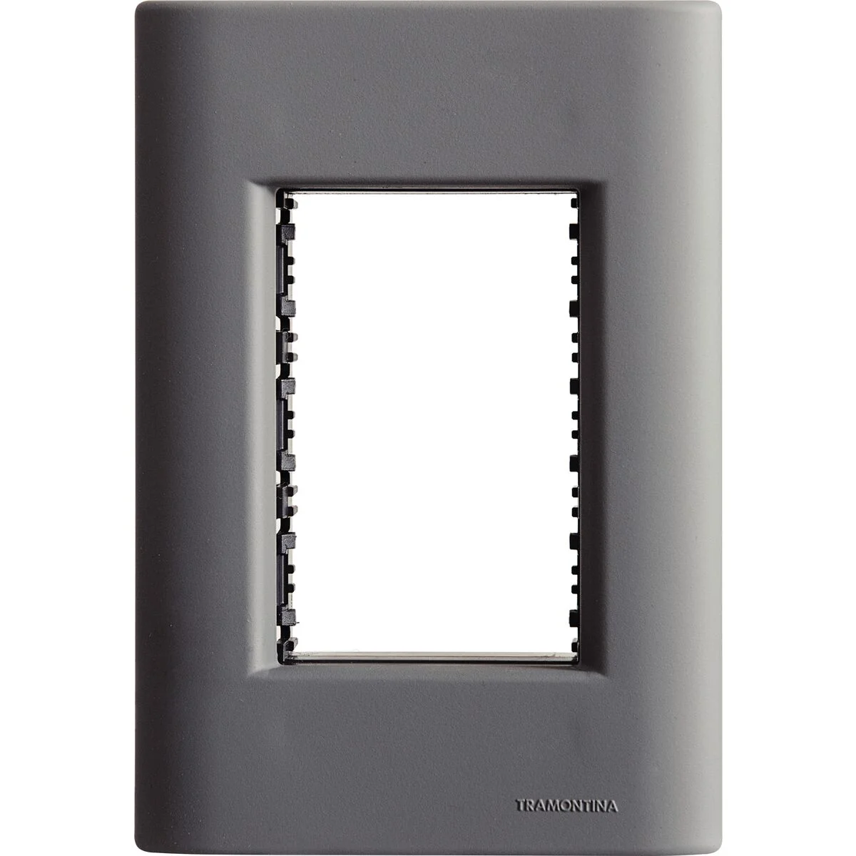 Placa 3 Postos 4x2 Tramontina Giz Titânio Soft Touch com Suporte