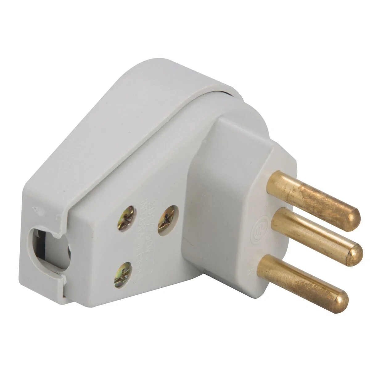 Plugue Angular 2P+T 10 A 250 V Tramontina Cinza