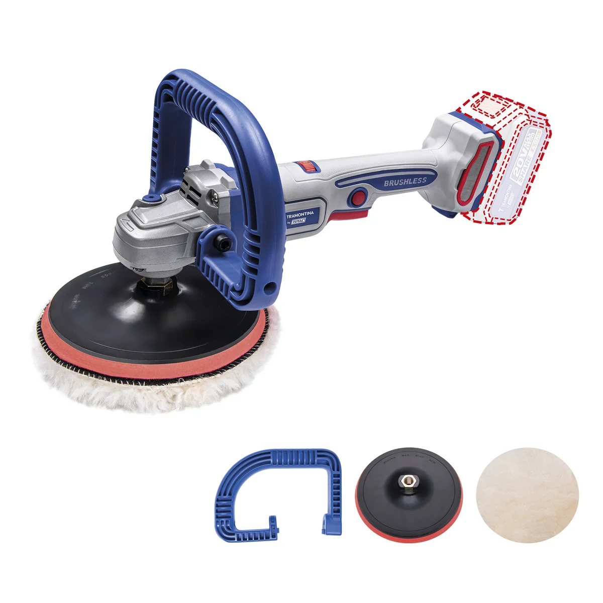 Politriz 20V 7" (180 mm) Brushless Tramontina by Total - Sem Bateria e Carregador