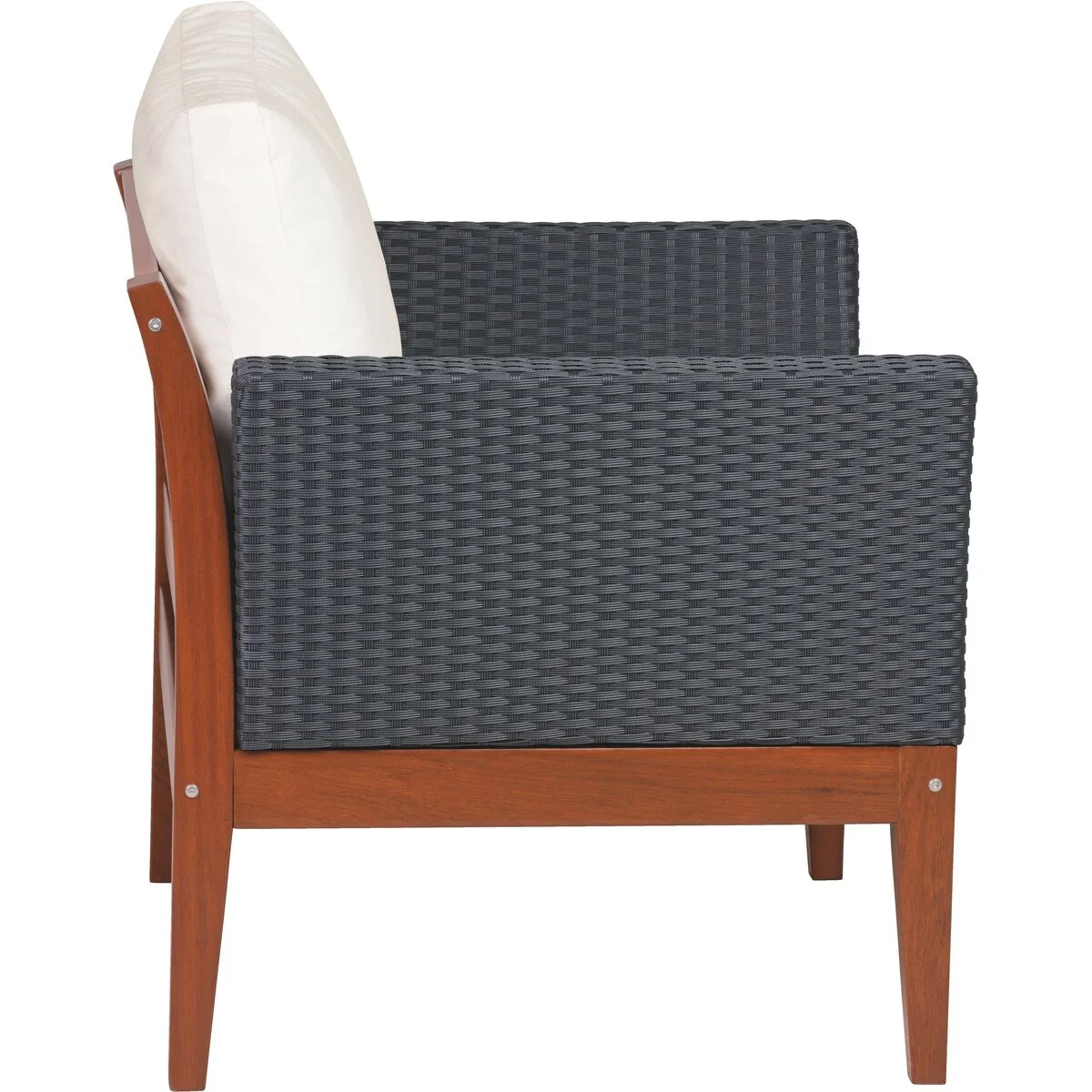 Poltrona de Madeira Tramontina em Jatobá com Acabamento Eco Blindage com Encosto e Assento Estofado Impermeável e Braços em Fibra Preta