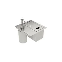 Porta-Esponja Tramontina com Tampa e Dosador de Sabão Líquido em Aço Inox para uso em canal organizador