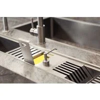 Porta-Esponja Tramontina com Tampa e Dosador de Sabão Líquido em Aço Inox para uso em canal organizador