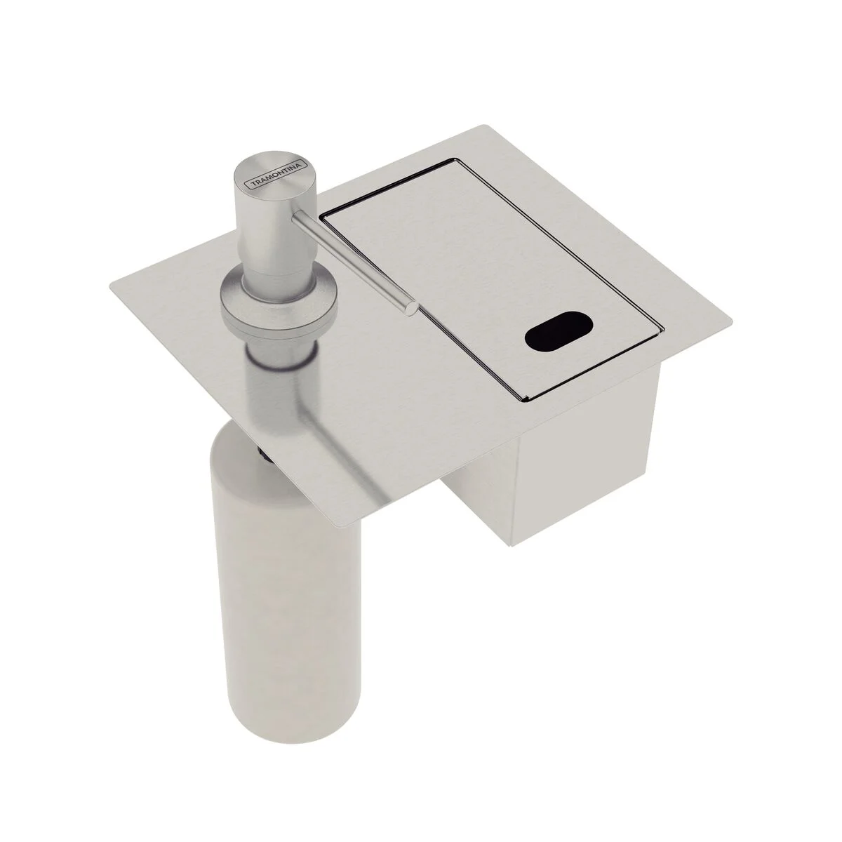 Porta-Esponja de embutir Tramontina com Tampa e Dosador de Sabão Líquido em Aço Inox