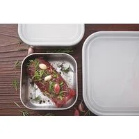 Pote Quadrado Tramontina Freezinox em Aço Inox com Tampa Plástica 16 cm 0,8 L