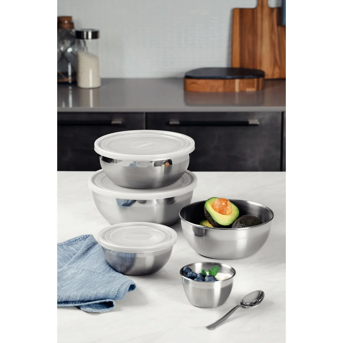 Pote Redondo Tramontina Freezinox em Aço Inox com Tampa Plástica 14 cm 0,8 L