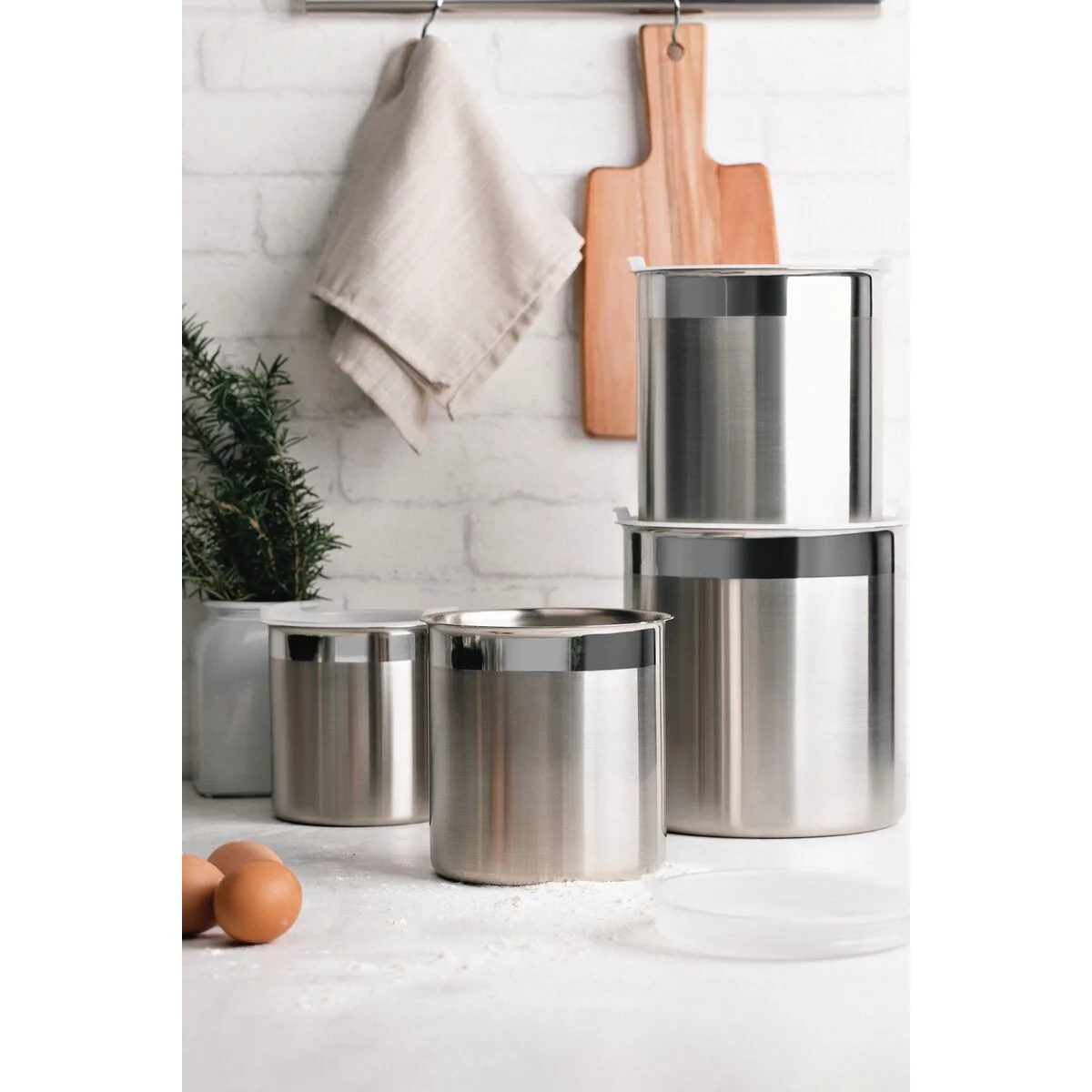 Pote Tramontina Cucina em Aço Inox para Mantimentos com Tampa Plástica 16 cm 3,4 L