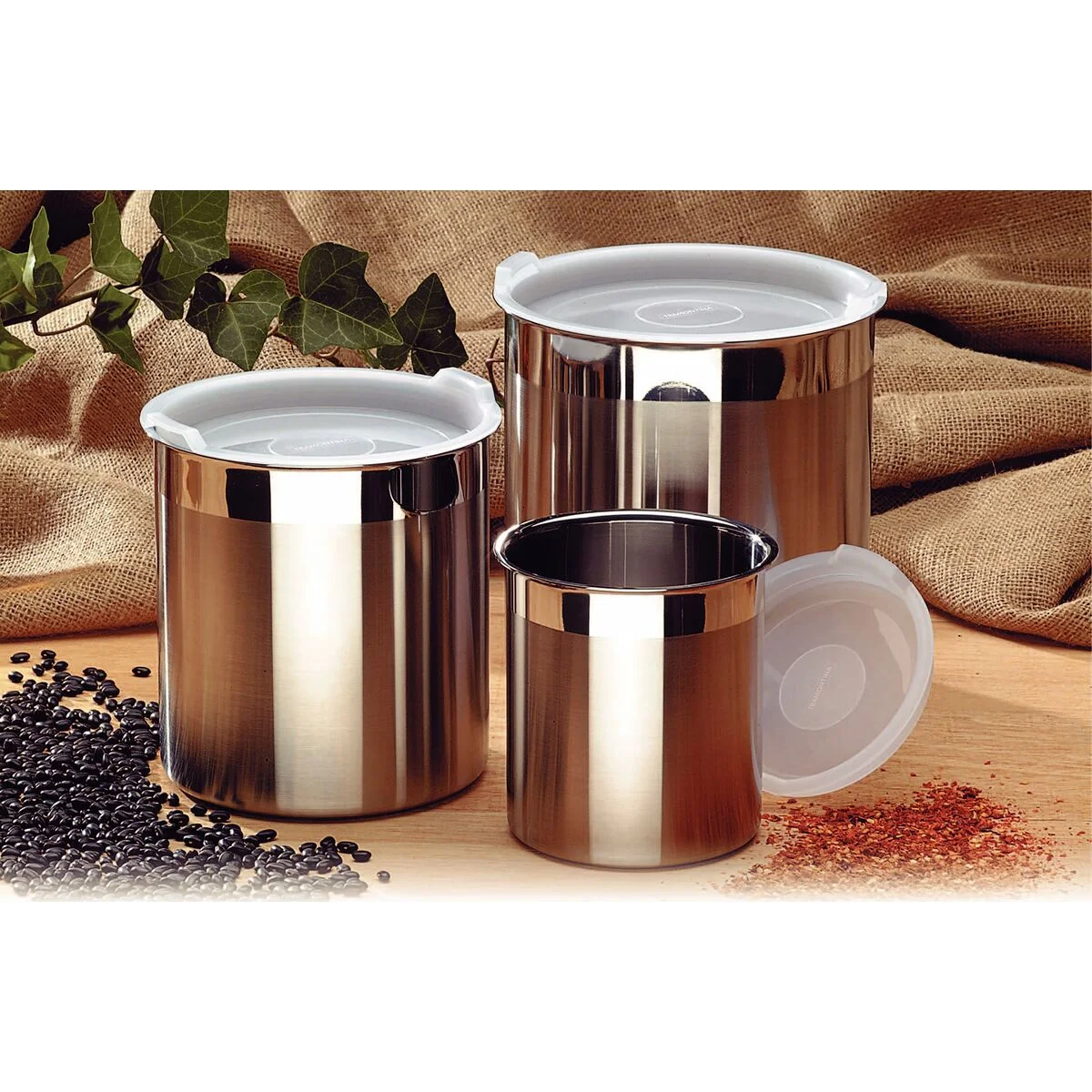 Pote Tramontina Cucina em Aço Inox para Mantimentos com Tampa Plástica 16 cm 3,4 L
