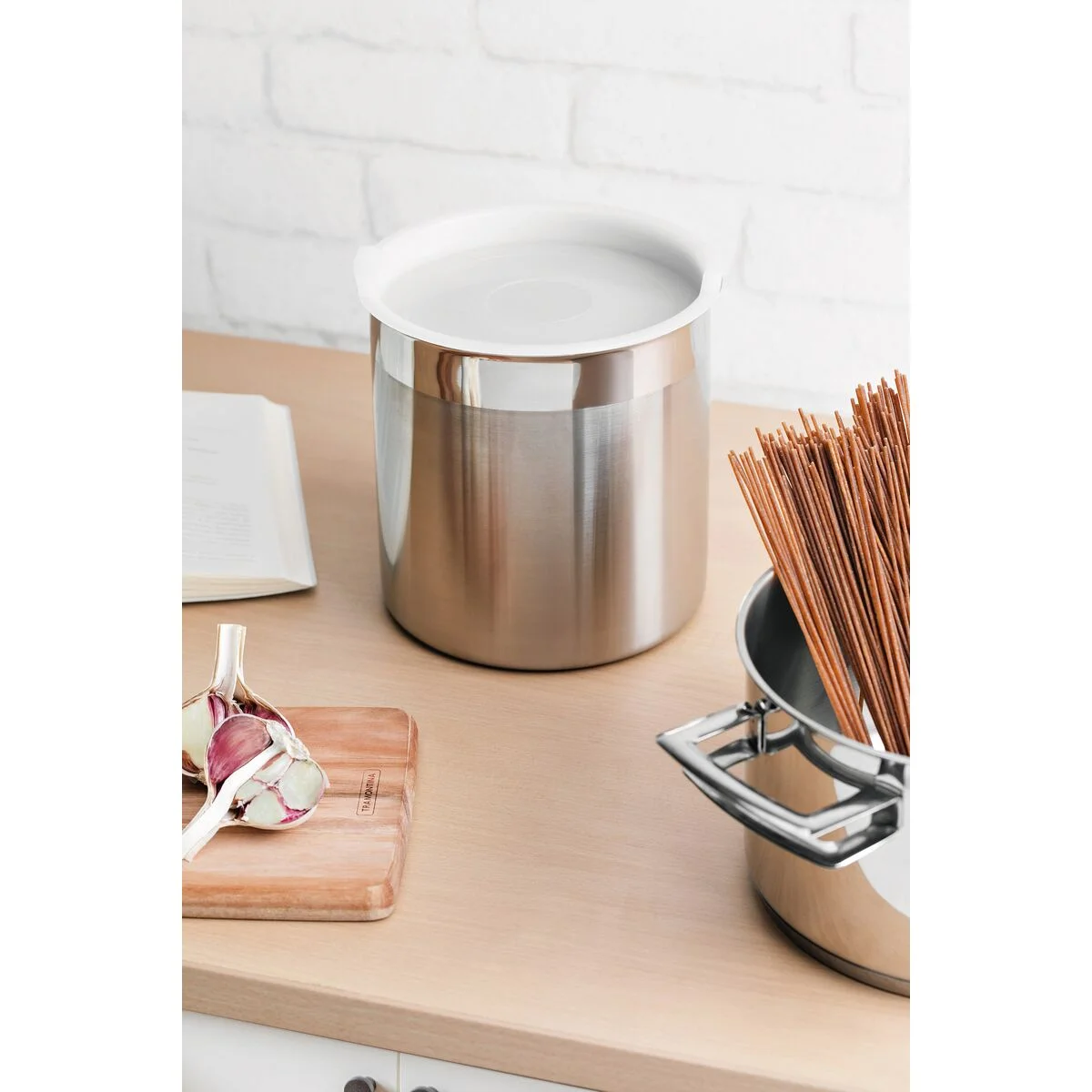 Pote Tramontina Cucina em Aço Inox para Mantimentos com Tampa Plástica 16 cm 3,4 L