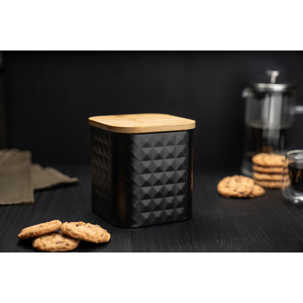 Pote Tramontina para Armazenar Alimentos em Aço Carbono com Tampa de Bambu 1,4 L