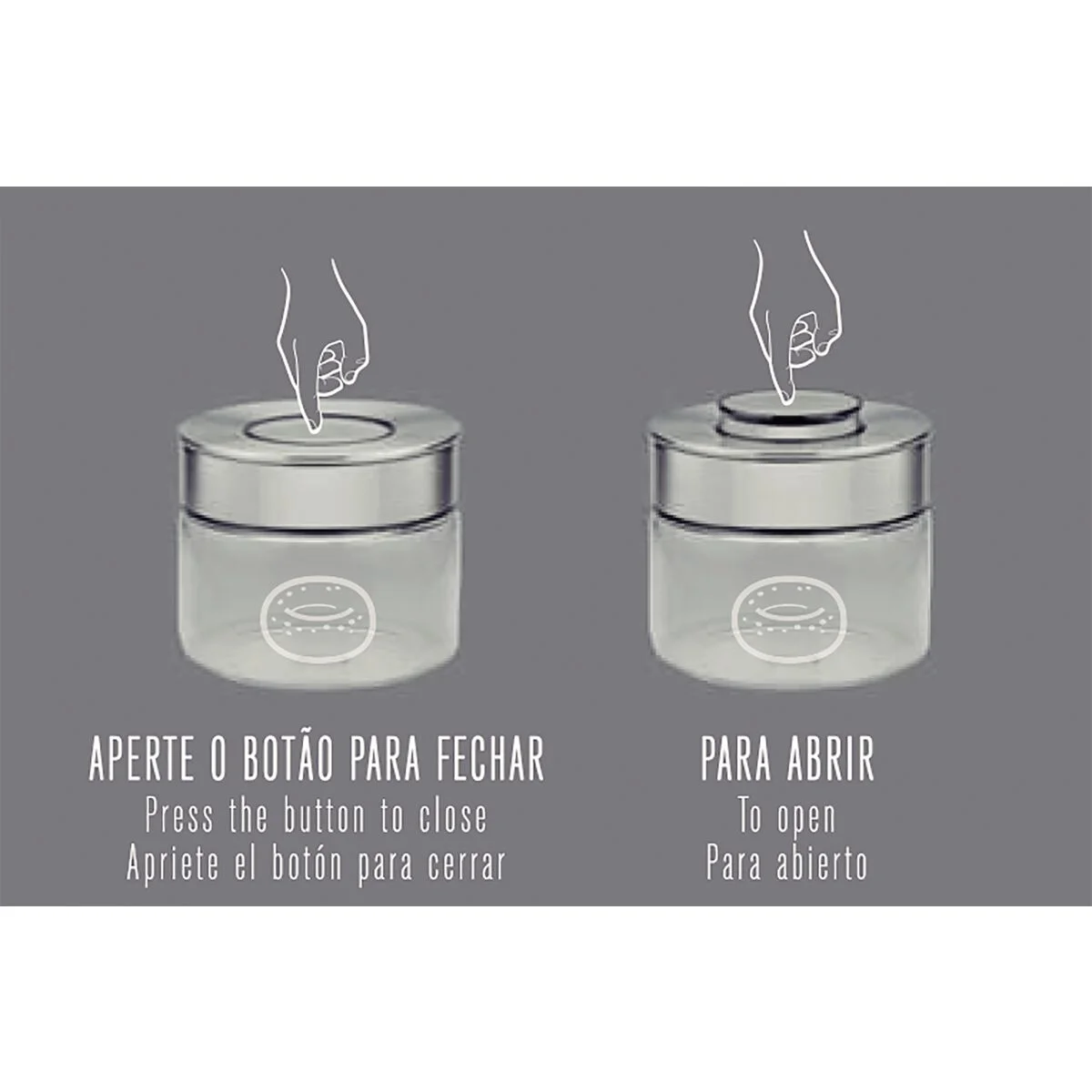 Pote de Vidro Tramontina Purezza com Tampa de Aço Inox 10 cm 0,7 L