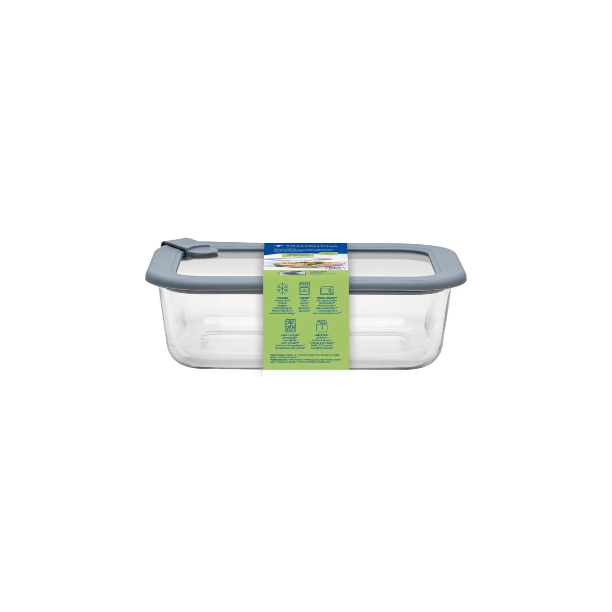 Pote de Vidro Tramontina Vittra Retangular com Tampa de Vidro Hermética de Silicone 1,52 L