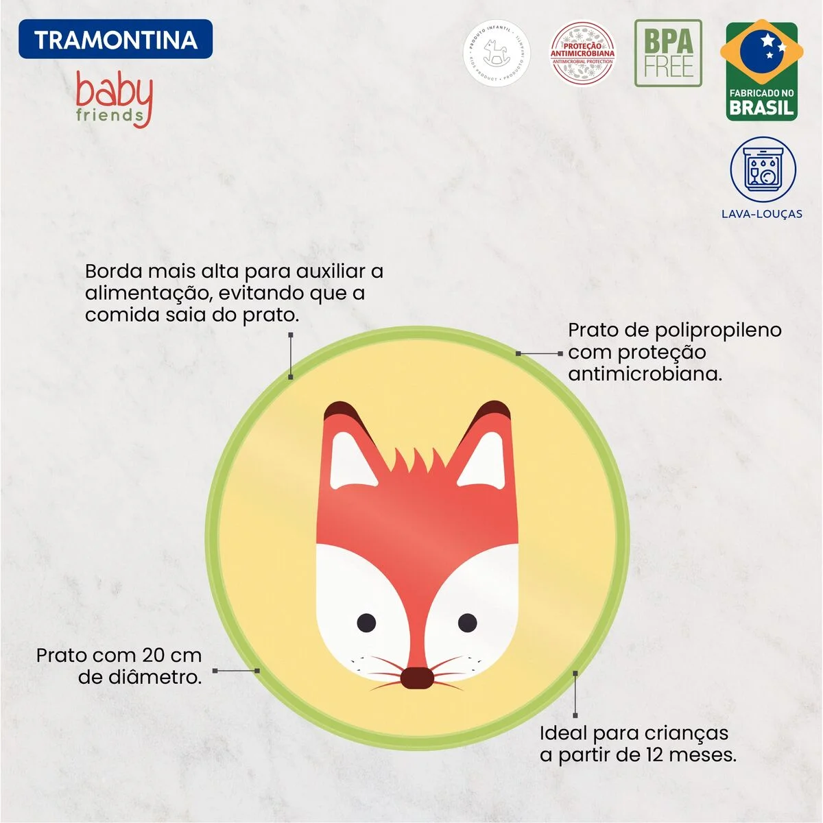 Prato Infantil Tramontina Baby Friends em Polipropileno Verde