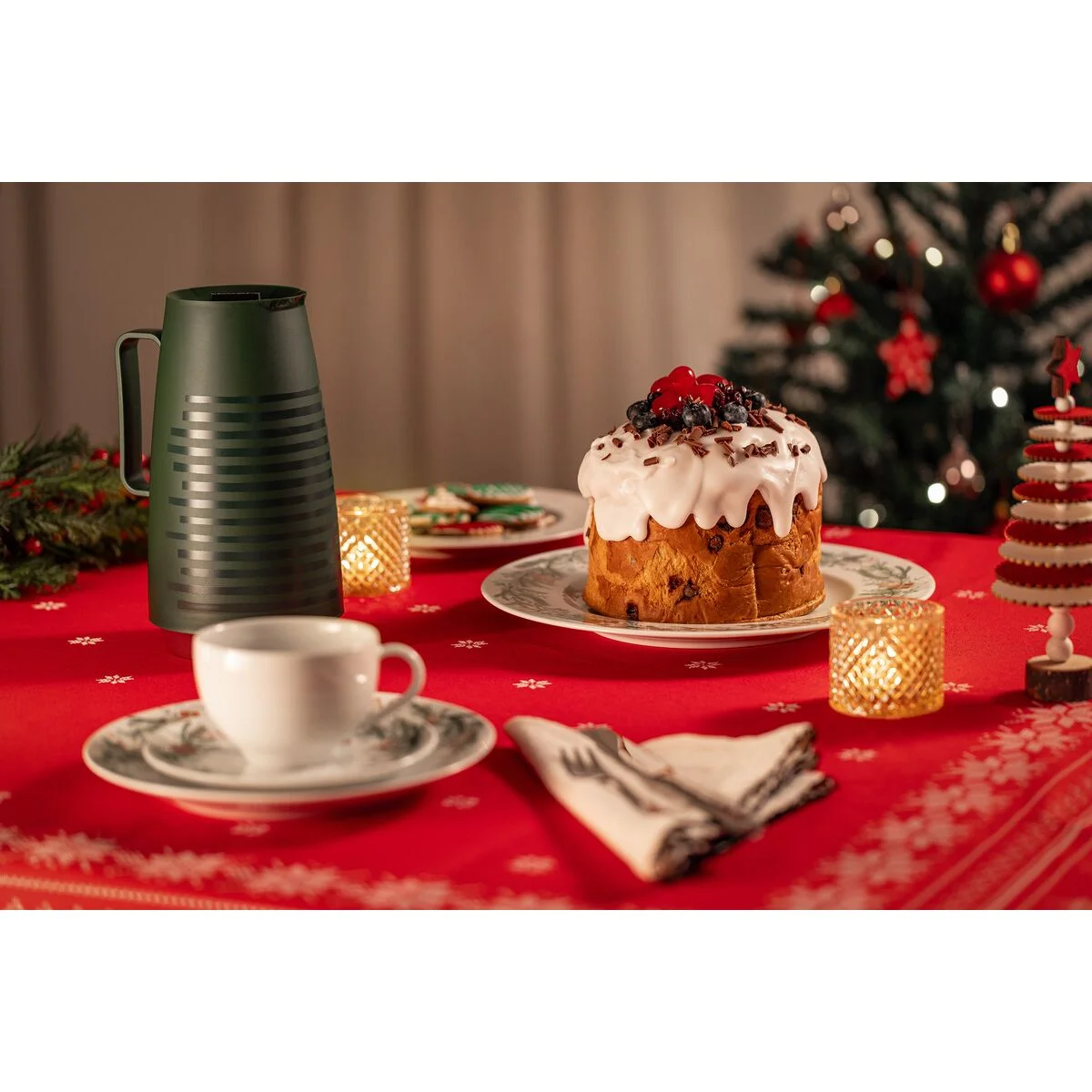 Prato Panetone Tramontina Casa Natal Noite Feliz em Porcelana Decorada 28 cm