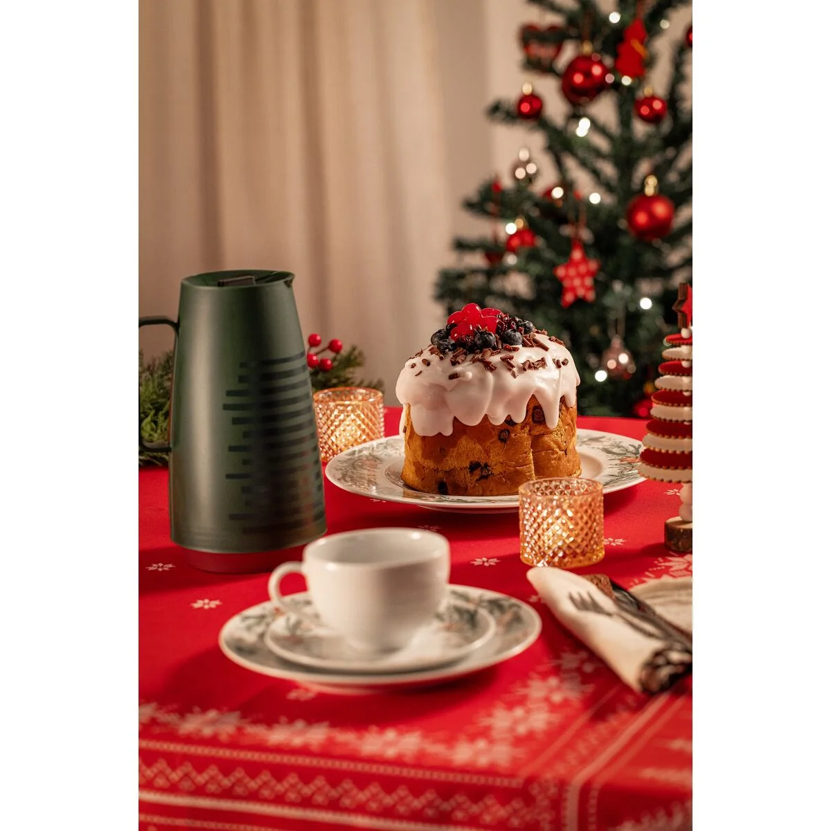 Prato Panetone Tramontina Casa Natal Noite Feliz em Porcelana Decorada 28 cm