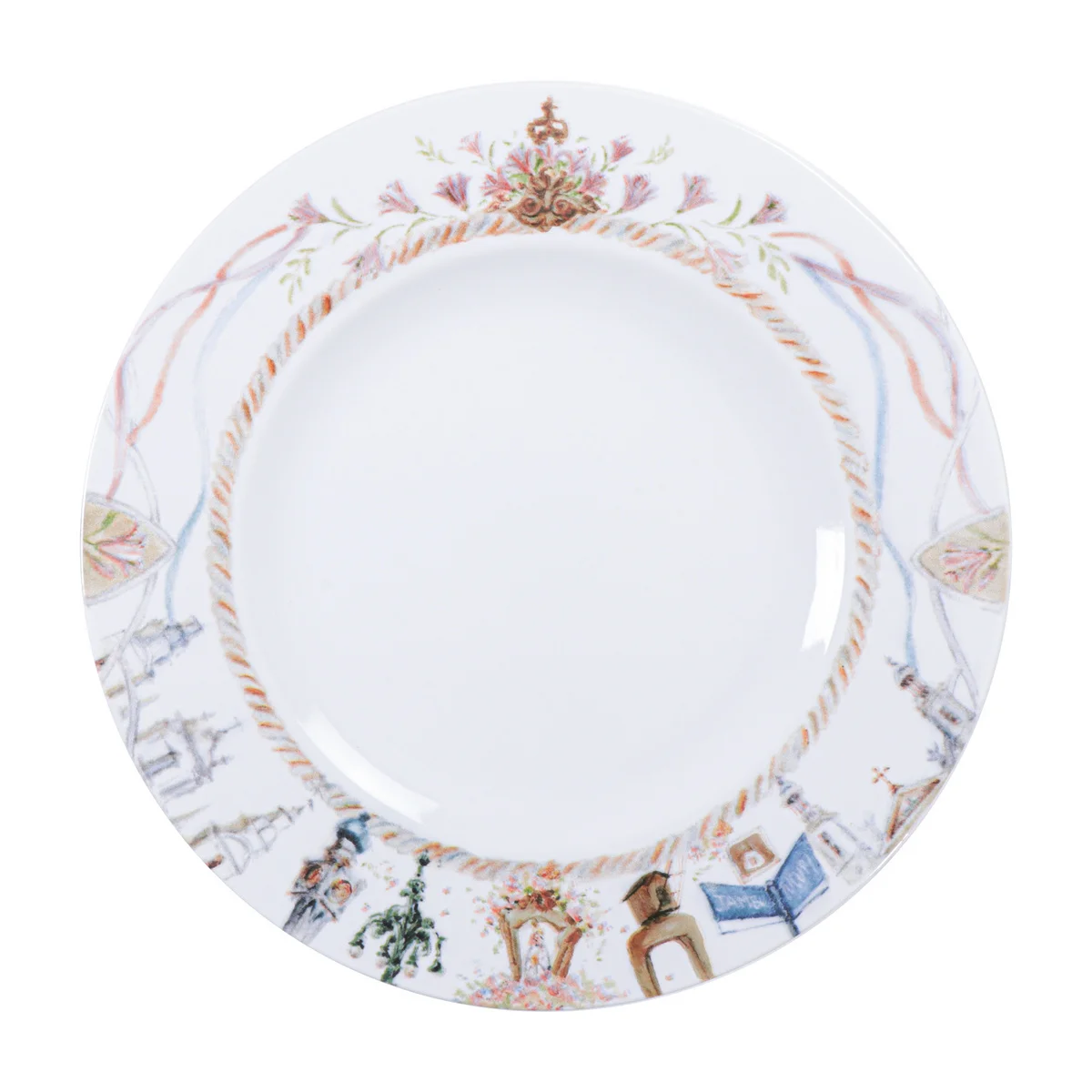 Prato Raso Tramontina Essência Do Círio em Porcelana Decorada 27 cm
