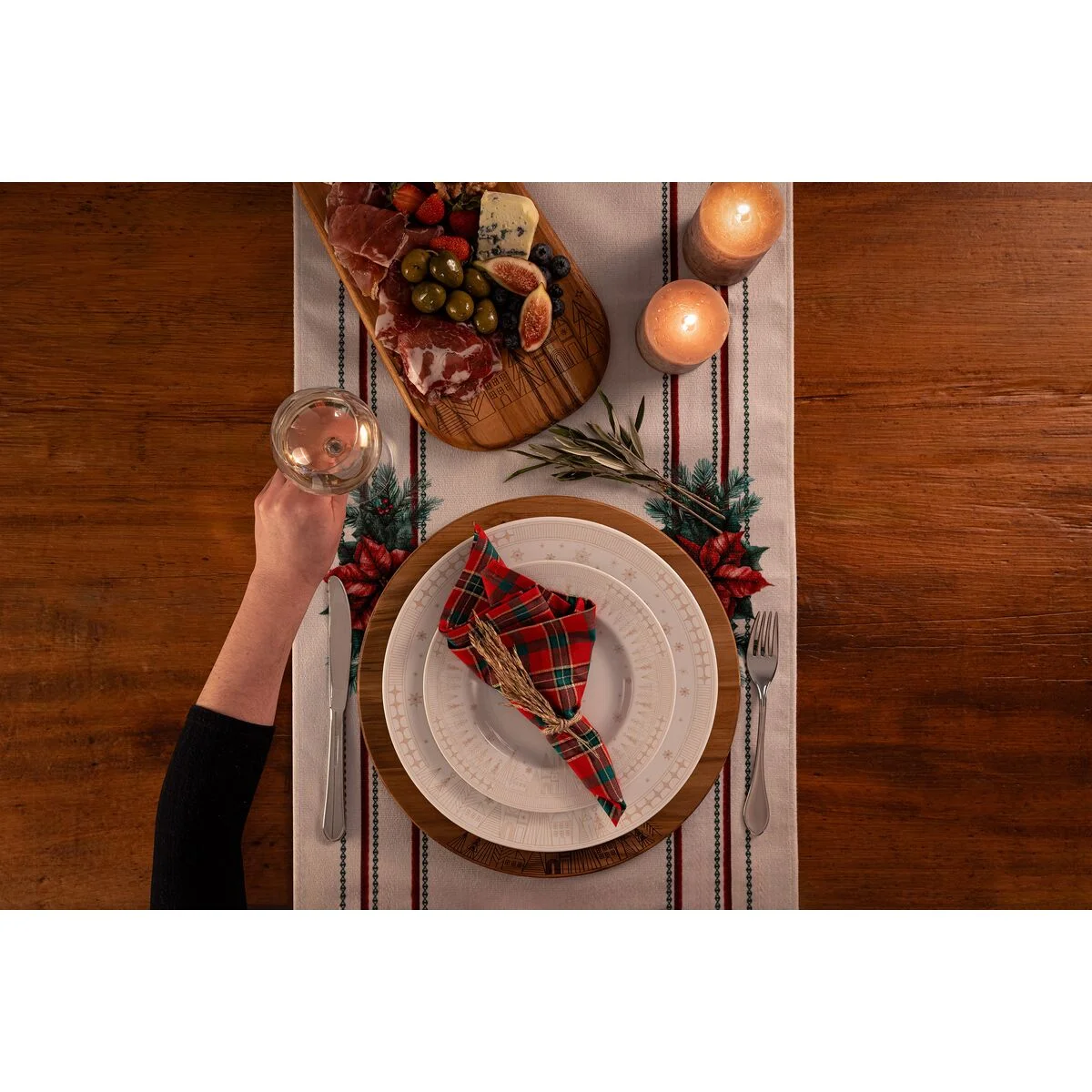 Prato Panetone Tramontina Casa Natal Capodanno em Porcelana Decorada 28 cm