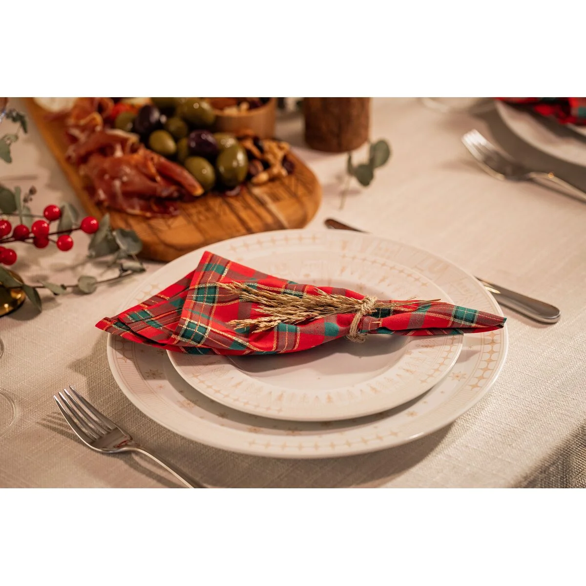 Prato Panetone Tramontina Casa Natal Capodanno em Porcelana Decorada 28 cm