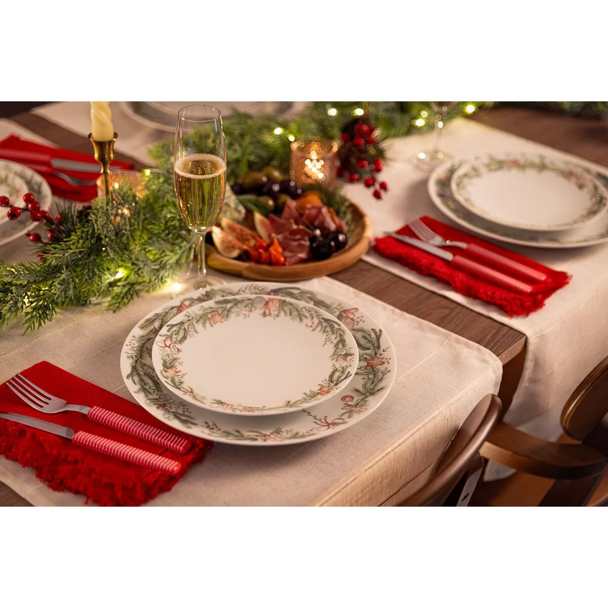 Prato Sobremesa Tramontina Casa Natal Noite Feliz em Porcelana Decorada 21 cm