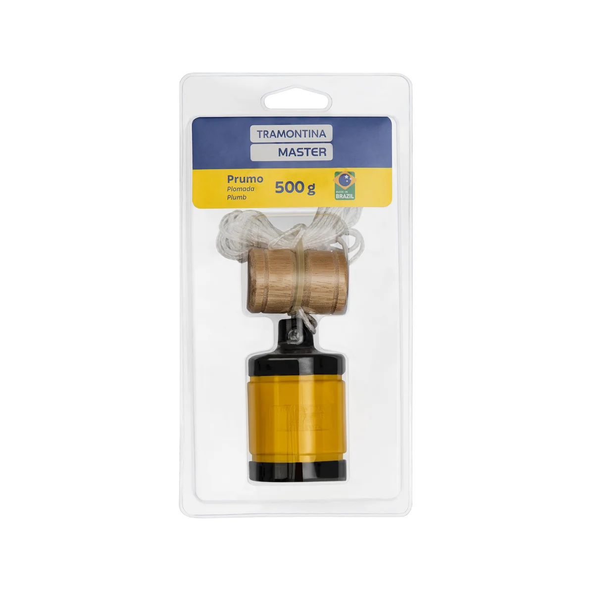 Prumo 500 g Tramontina MASTER em Aço com Revestimento Externo em Plástico e Cordão de Nylon