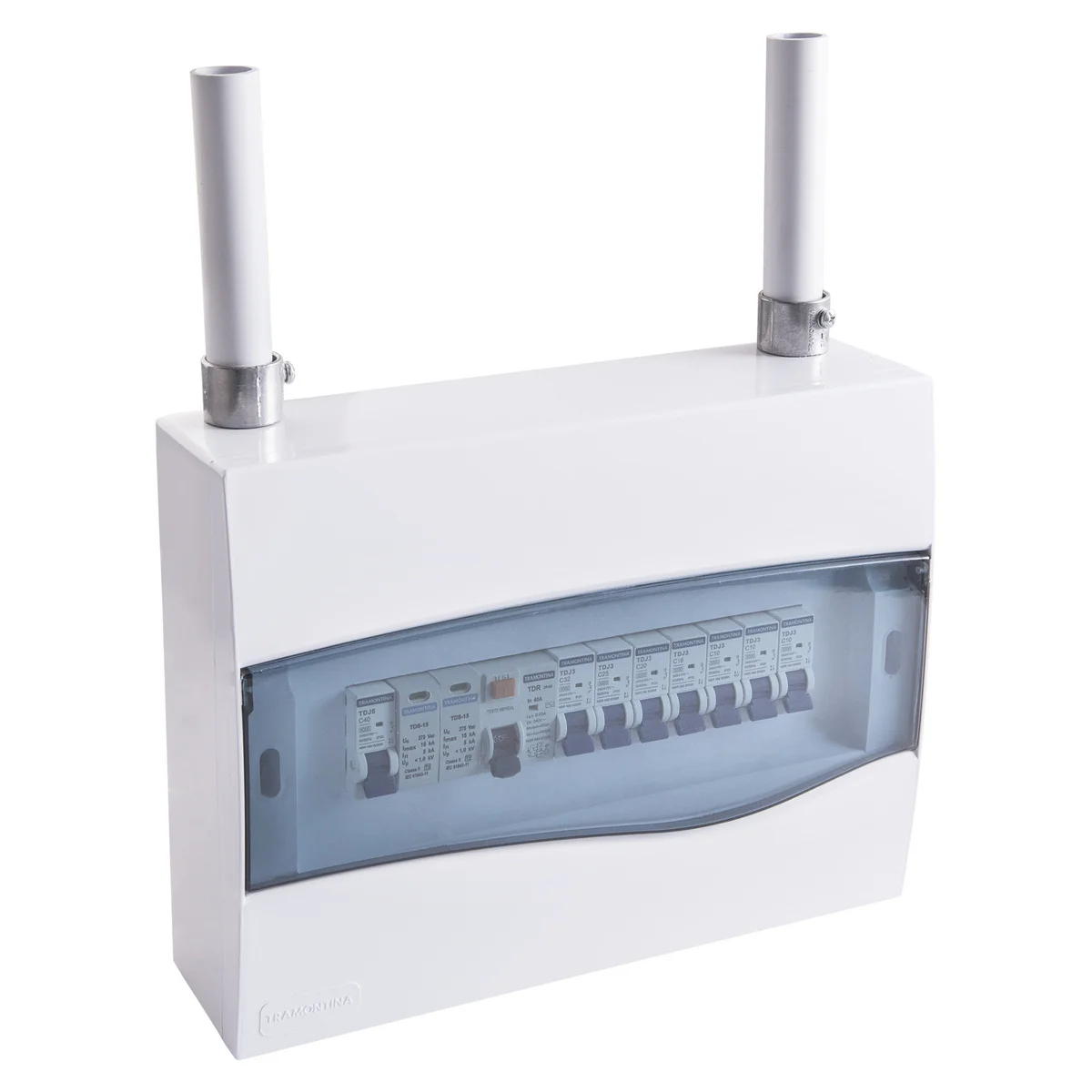 Quadro de Distribuição de Sobrepor 12 DIN ou 8 NEMA Tramontina com Porta Transparente
