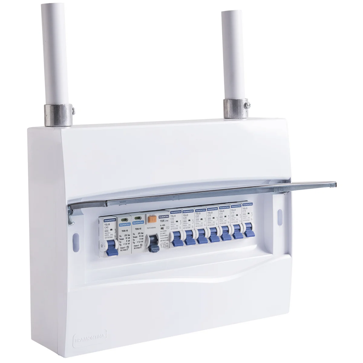 Quadro de Distribuição de Sobrepor 12 DIN ou 8 NEMA Tramontina com Porta Transparente