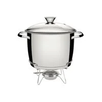 Rechaud Tramontina Allegra em Aço Inox Fundo Triplo com Fogareiro e Tampa de Vidro 7,8 L