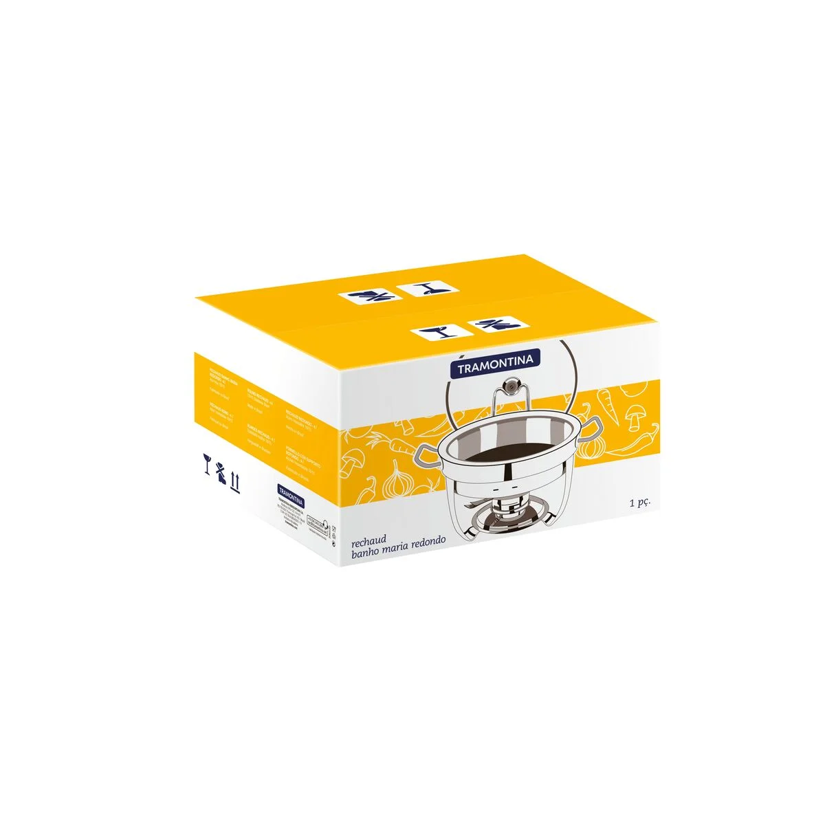 Rechaud Tramontina Redondo em Aço Inox Banho Maria com Suporte para Tampa e Fogareiro 4,3 L
