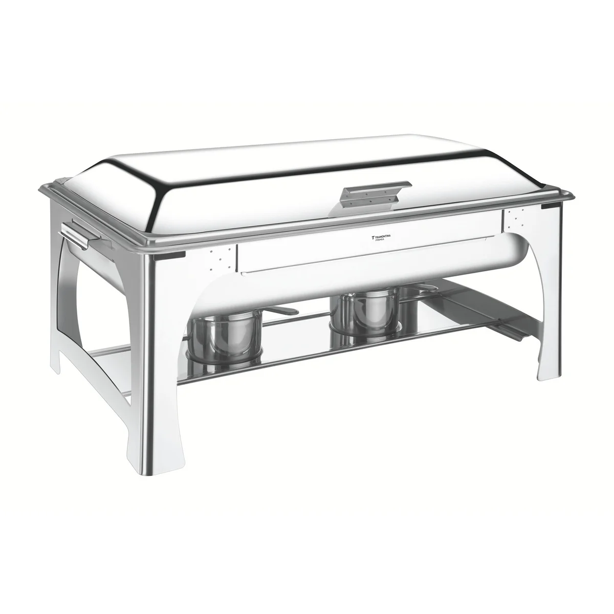 Rechaud Tramontina Retangular em Aço Inox Banho Maria Tampa Removível com Fogareiro Cuba GN 1/2 8,4 L