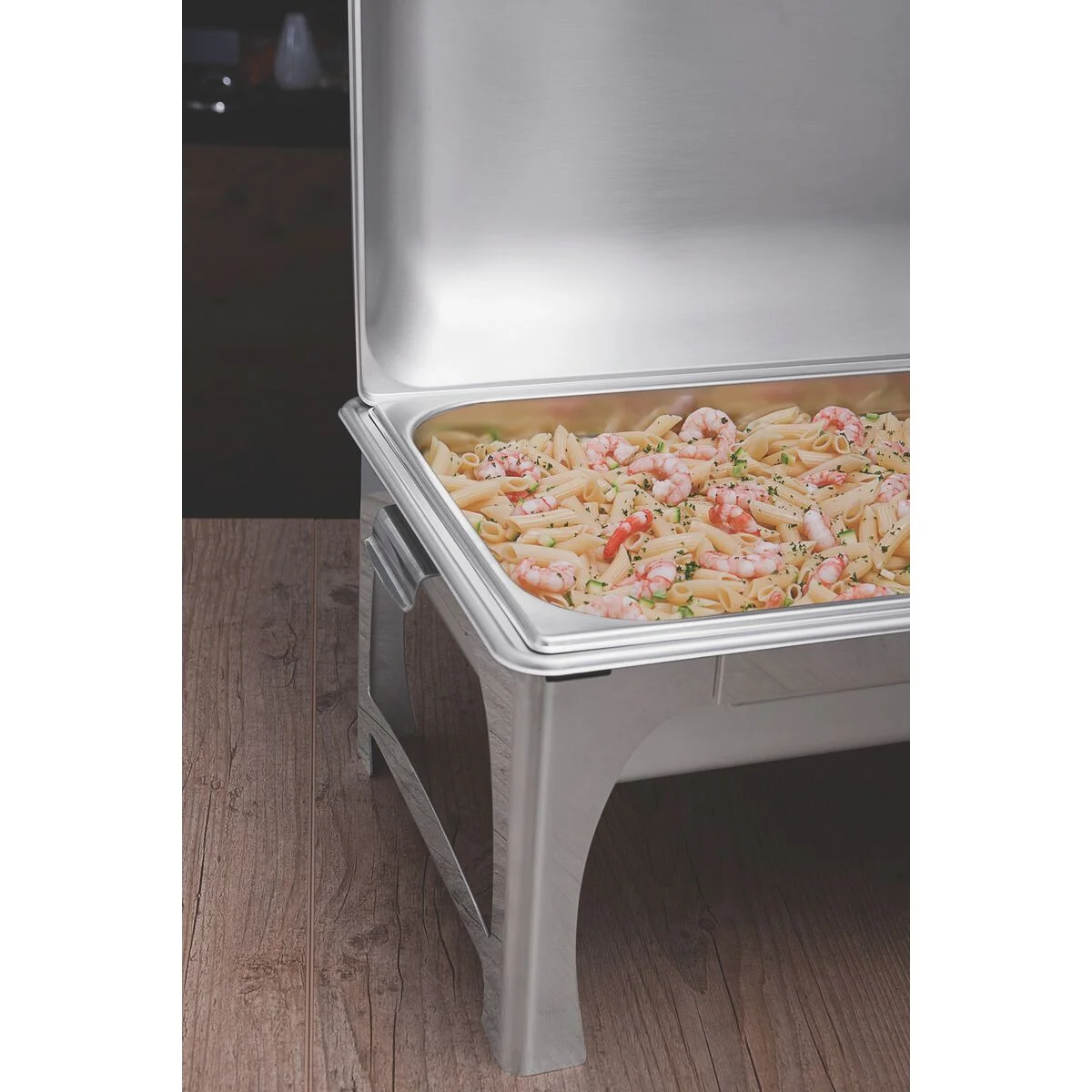 Rechaud Tramontina Retangular em Aço Inox Banho Maria Tampa Removível com Fogareiro Cuba GN 1/2 8,4 L