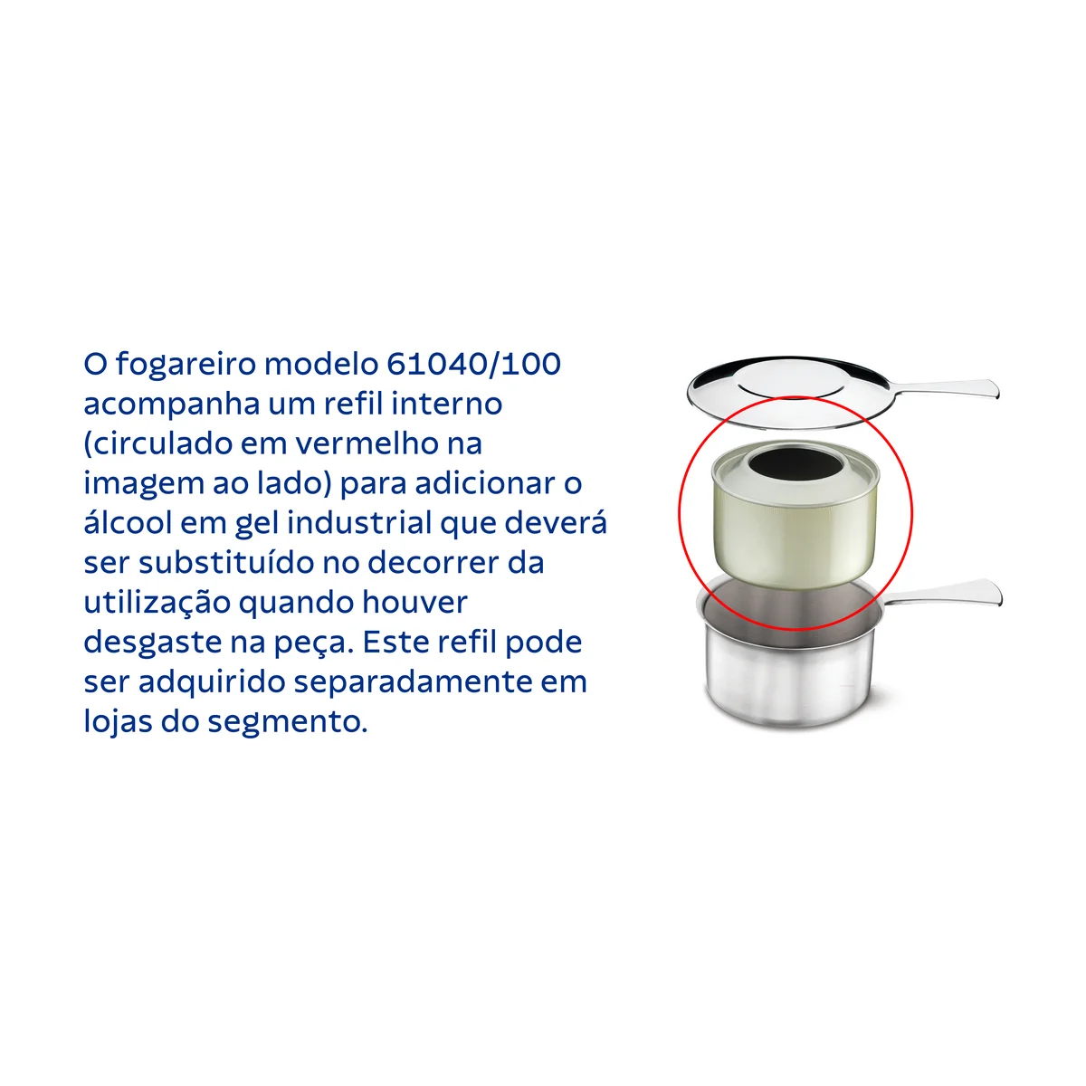 Rechaud Tramontina Solar em Aço Inox Fundo Triplo com Fogareiro e Tampa de Inox 7,8 L
