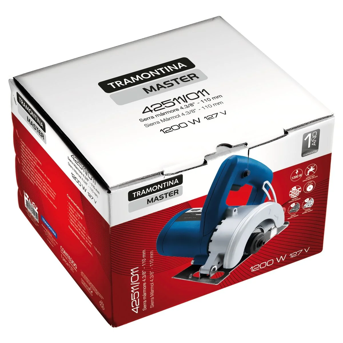Serra Mármore 1.200 W 4.3/8" 127 V Tramontina MASTER para Uso profissional