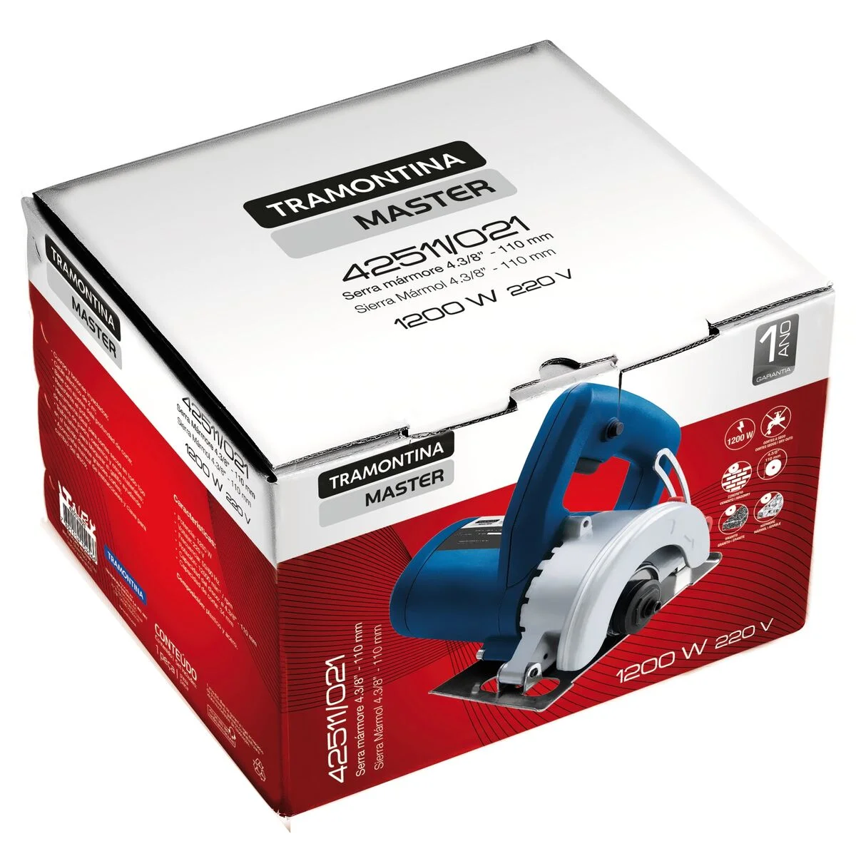 Serra Mármore 1.200 W 4.3/8" 220 V Tramontina MASTER para Uso Profissional