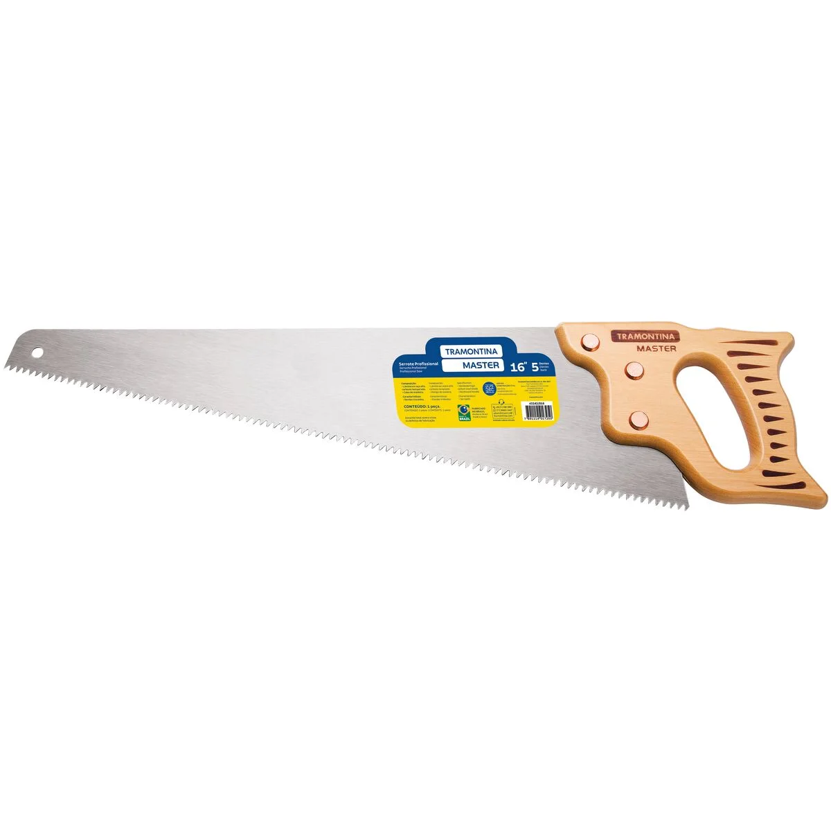 Serrote Profissional Tramontina MASTER 16" com 5 Dentes por Polegada em Aço Carbono com Cabo de Madeira