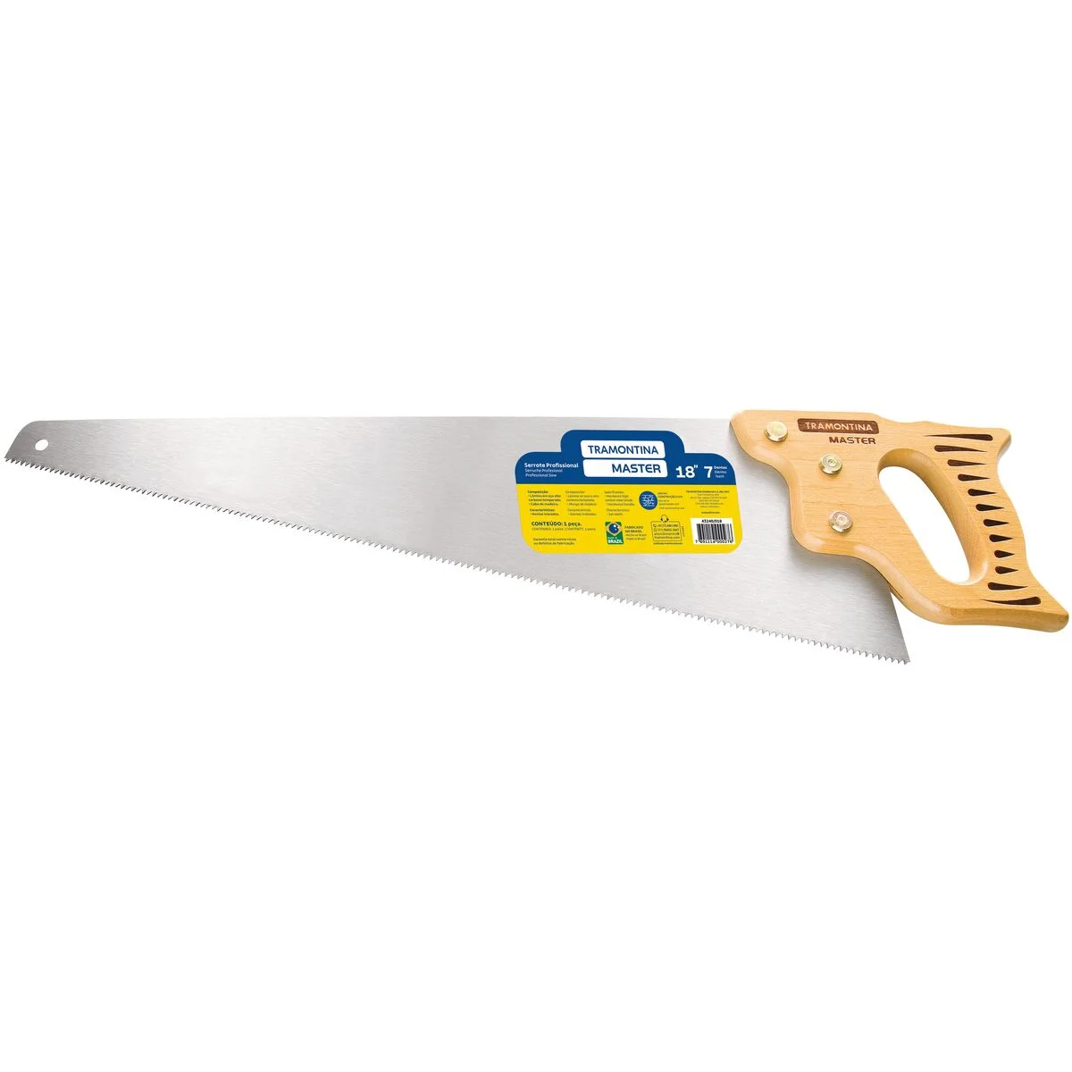 Serrote Profissional Tramontina MASTER 18" com 7 Dentes por Polegada em Aço Carbono com Cabo de Madeira