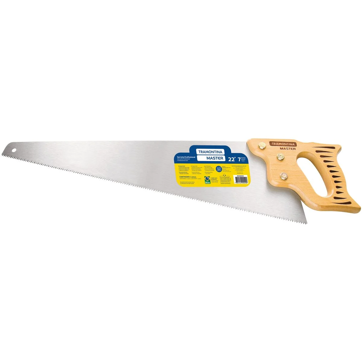 Serrote Profissional Tramontina MASTER 22" com 7 Dentes por Polegada em Aço Carbono com Cabo de Madeira