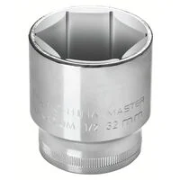 Soquete Sextavado 15 mm encaixe 1/2" Tramontina MASTER em Aço Cromo Vanádio com Acabamento Cromado