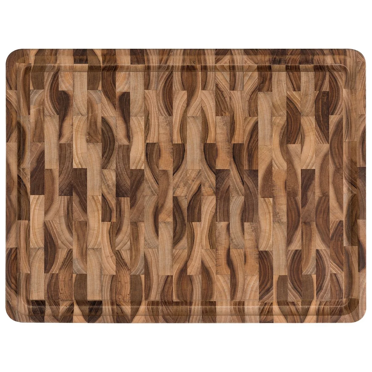 Tábua Cubus para Churrasco Tramontina Retangular em Madeira Invertida Teca com Acabamento em Óleo Mineral 45x34 cm.
