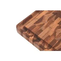 Tábua Cubus para Churrasco Tramontina Retangular em Madeira Invertida Teca com Acabamento em Óleo Mineral 45x34 cm.