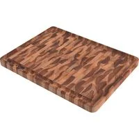 Tábua Cubus para Churrasco Tramontina Retangular em Madeira Invertida Teca com Acabamento em Óleo Mineral 45x34 cm.