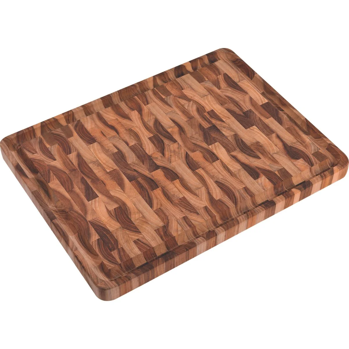 Tábua Cubus para Churrasco Tramontina Retangular em Madeira Invertida Teca com Acabamento em Óleo Mineral 45x34 cm.