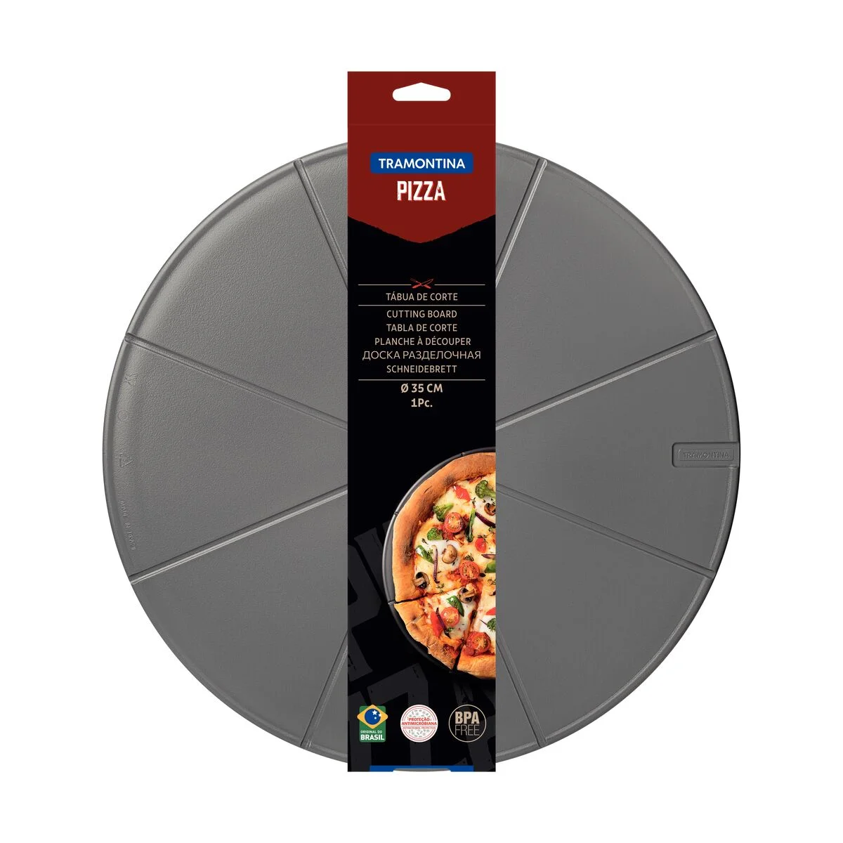 Tábua de Corte Tramontina Pizza em Polipropileno Cinza