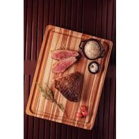 Tábua para Churrasco Tramontina Churrasco em Madeira Teca com Empunhadura e Sulco 40 x 30 cm