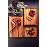 Tábua para Churrasco Tramontina Churrasco em Madeira Teca com Empunhadura e Sulco 40 x 30 cm