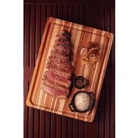 Tábua para Churrasco Tramontina Churrasco em Madeira Teca com Empunhadura e Sulco 40 x 30 cm