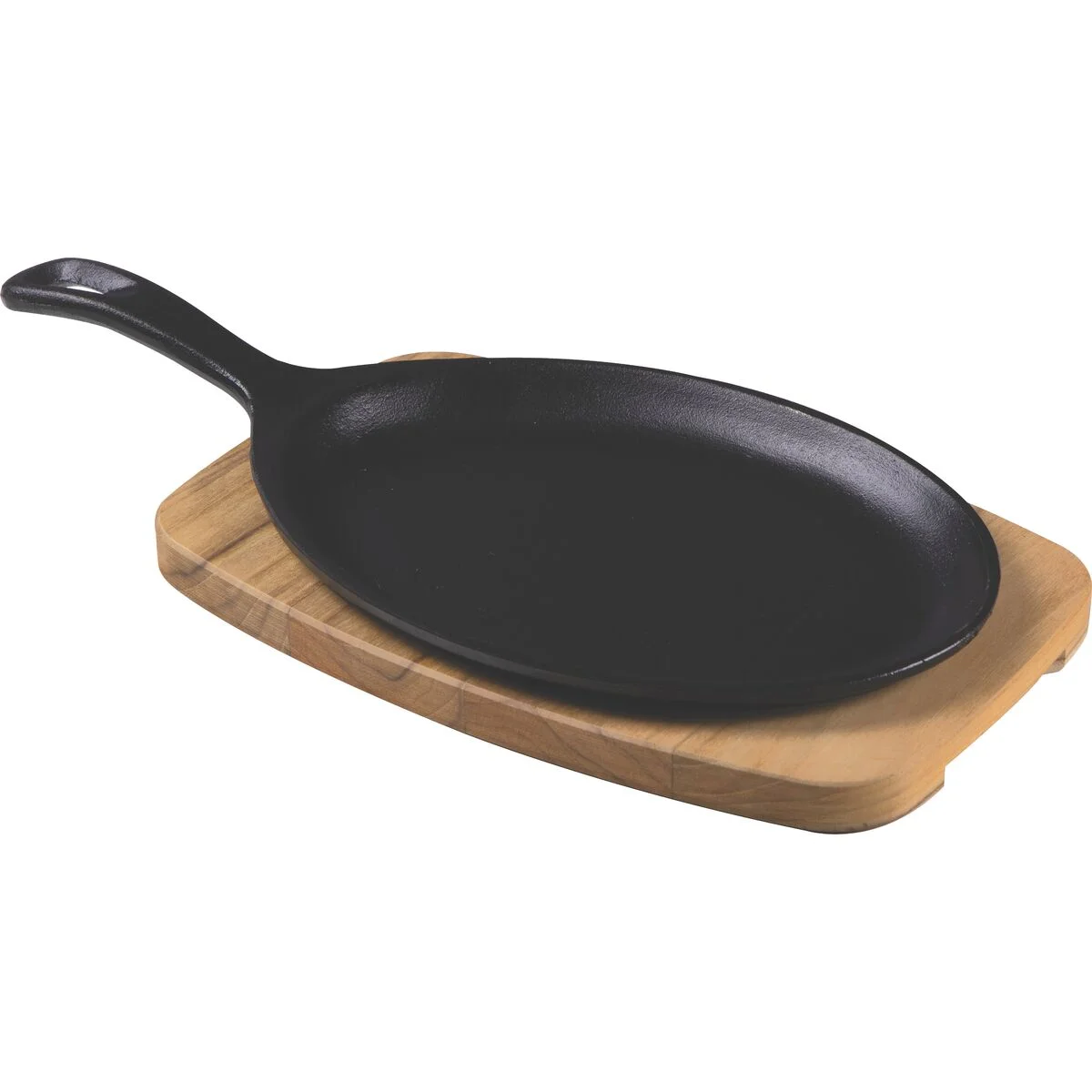 Tábua para Churrasco Tramontina Mix Gril Oval em Ferro Fundido com Cabo e Base em Madeira Teca