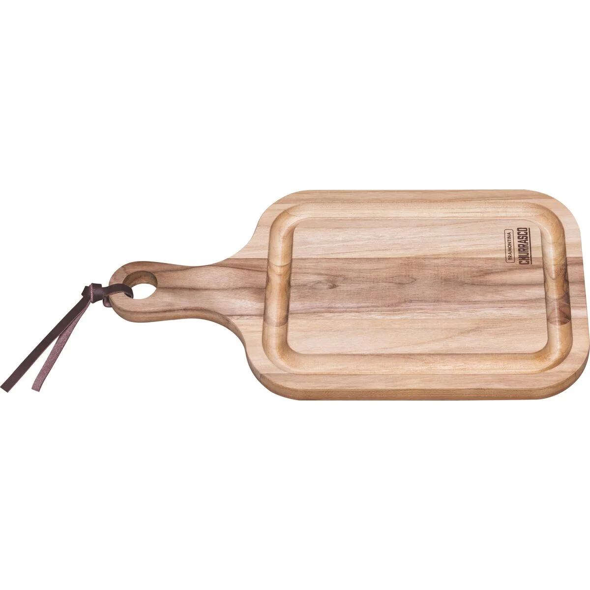 Tábua para Churrasco Tramontina Retangular com Cabo em Madeira Teca com Acabamento Natural 40 x 21 cm