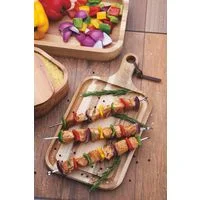 Tábua para Churrasco Tramontina Retangular com Cabo em Madeira Teca com Acabamento Natural 46 x 23 cm