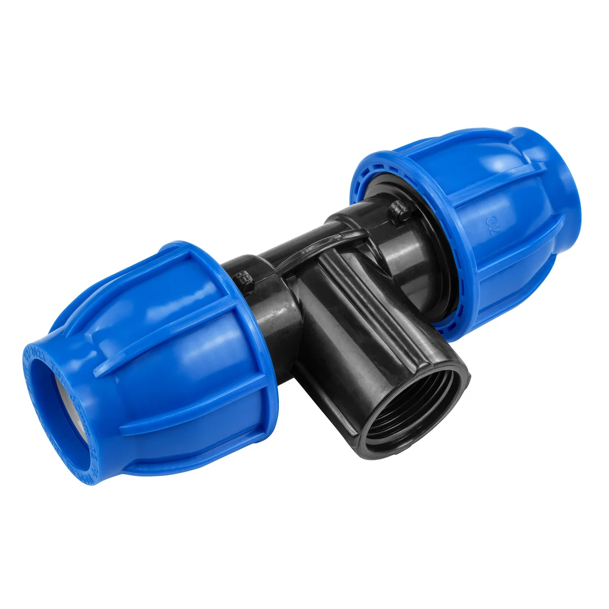 Tê 90° de Compressão Rosca Fêmea 32 mm x 1" Tramontina para Mangueiras de PEAD